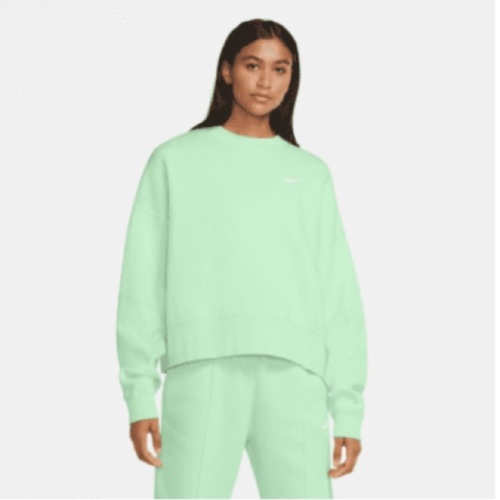 NIKE WOMEN SPORTSWEAR ESSENTIAL CREWNECK (CUCUMBER CALM / WHITE) SIZE XS
